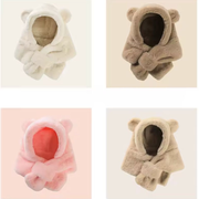 Winter Baby Hat Scarf One-Piece Soft Kids Cap for Girls Boys